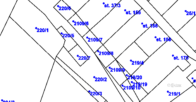 Parcela st. 2109/8 v KÚ Olbramkostel, Katastrální mapa
