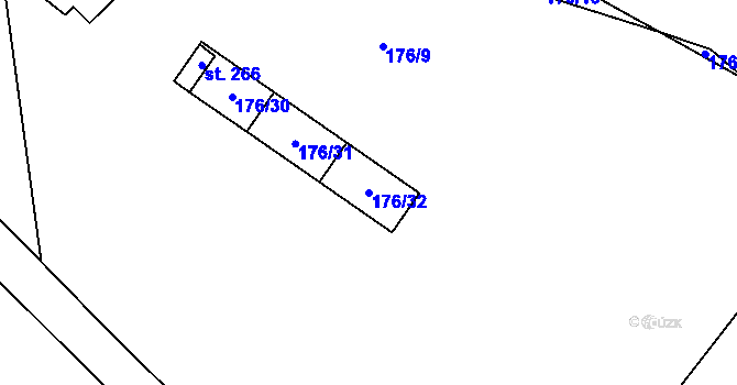 Parcela st. 176/32 v KÚ Olbramkostel, Katastrální mapa