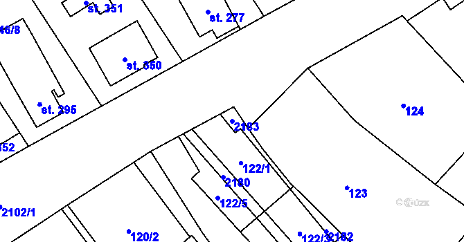 Parcela st. 2183 v KÚ Olbramkostel, Katastrální mapa