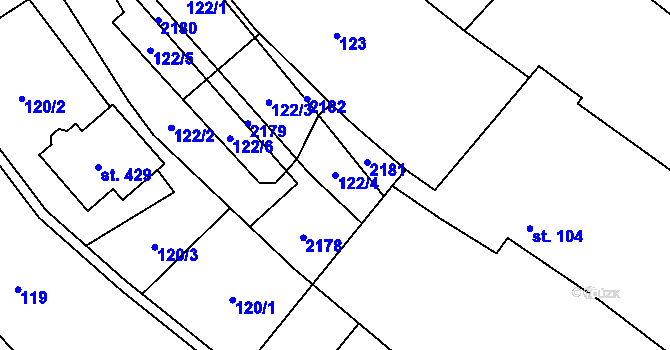 Parcela st. 122/4 v KÚ Olbramkostel, Katastrální mapa
