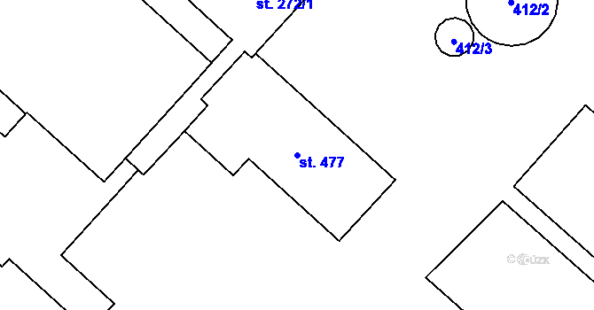 Parcela st. 477 v KÚ Olbramkostel, Katastrální mapa