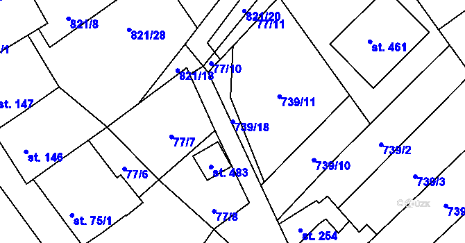 Parcela st. 739/18 v KÚ Olbramkostel, Katastrální mapa
