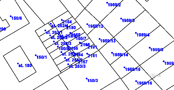Parcela st. 2191 v KÚ Olbramkostel, Katastrální mapa
