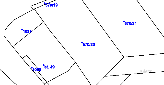 Parcela st. 570/20 v KÚ Olbramov, Katastrální mapa