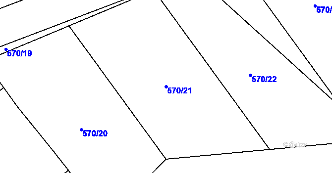 Parcela st. 570/21 v KÚ Olbramov, Katastrální mapa