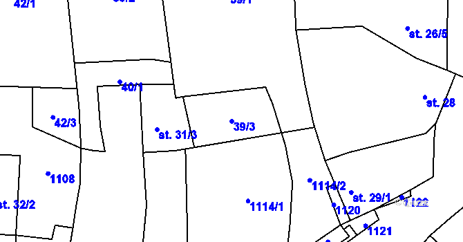 Parcela st. 39/3 v KÚ Olbramov, Katastrální mapa