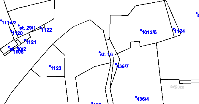 Parcela st. 16 v KÚ Olbramov, Katastrální mapa