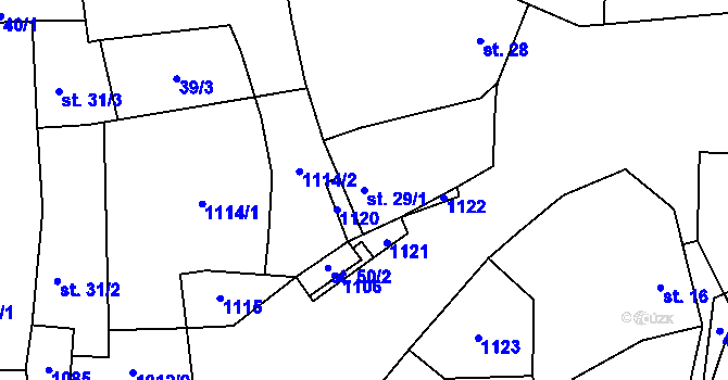 Parcela st. 29/1 v KÚ Olbramov, Katastrální mapa