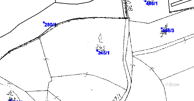 Parcela st. 345/1 v KÚ Olbramov, Katastrální mapa