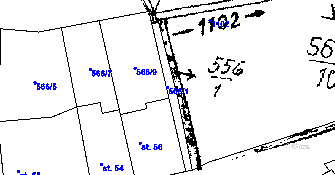 Parcela st. 566/1 v KÚ Olbramov, Katastrální mapa