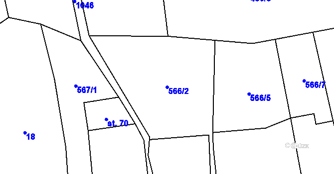 Parcela st. 566/2 v KÚ Olbramov, Katastrální mapa