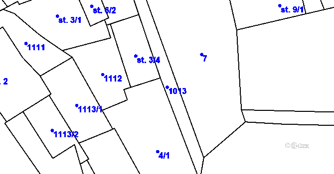 Parcela st. 1013 v KÚ Olbramov, Katastrální mapa