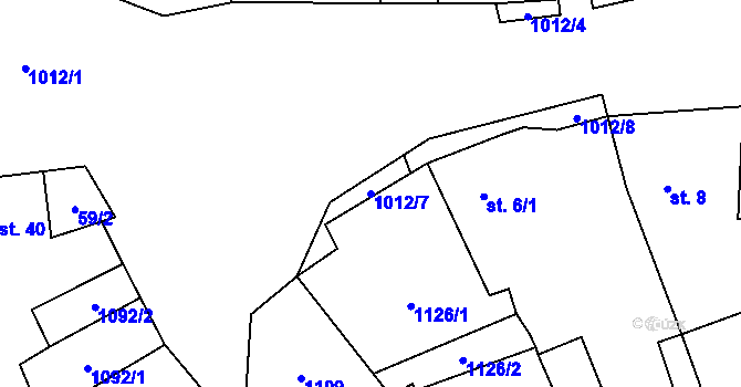 Parcela st. 1012/7 v KÚ Olbramov, Katastrální mapa