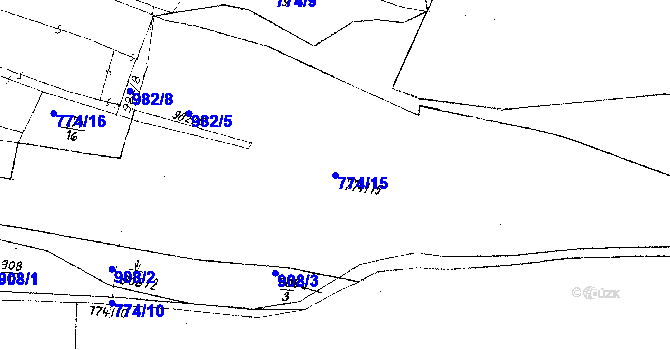 Parcela st. 774/15 v KÚ Olbramov, Katastrální mapa