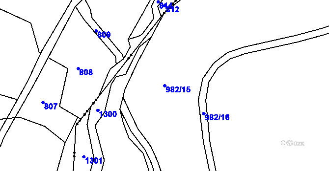 Parcela st. 982/15 v KÚ Olbramov, Katastrální mapa