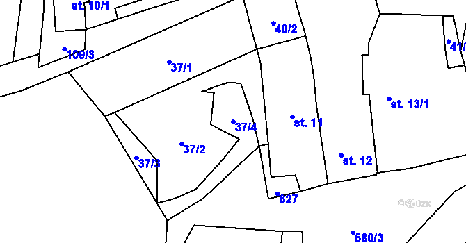 Parcela st. 37/4 v KÚ Zádub u Olbramova, Katastrální mapa