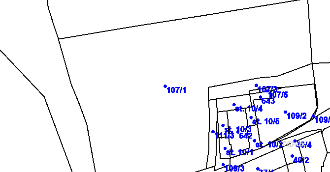 Parcela st. 107/1 v KÚ Zádub u Olbramova, Katastrální mapa