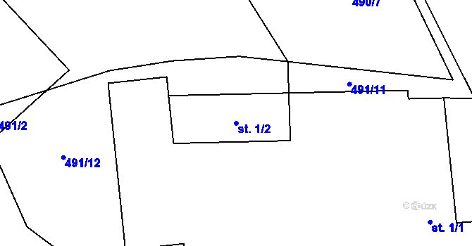 Parcela st. 1/2 v KÚ Křešice u Olbramovic, Katastrální mapa