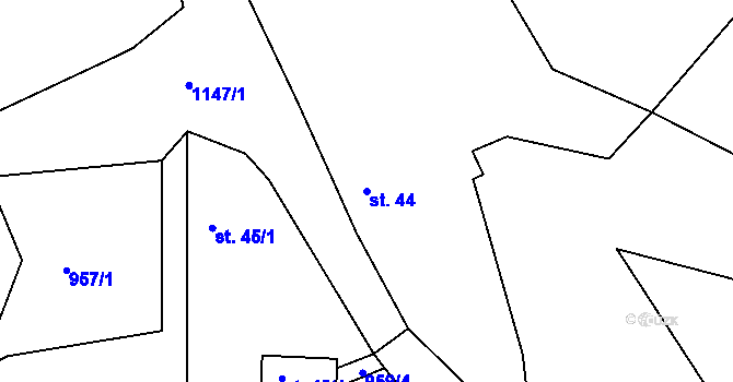 Parcela st. 44 v KÚ Křešice u Olbramovic, Katastrální mapa