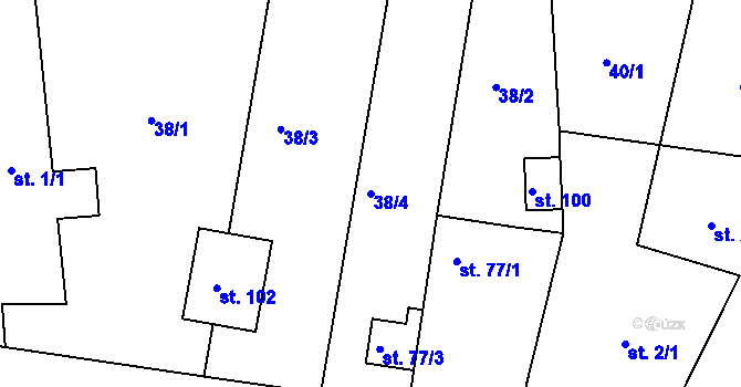 Parcela st. 38/4 v KÚ Křešice u Olbramovic, Katastrální mapa