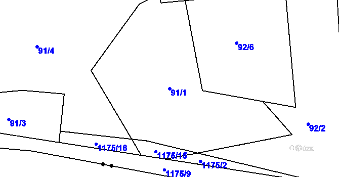 Parcela st. 91/1 v KÚ Křešice u Olbramovic, Katastrální mapa