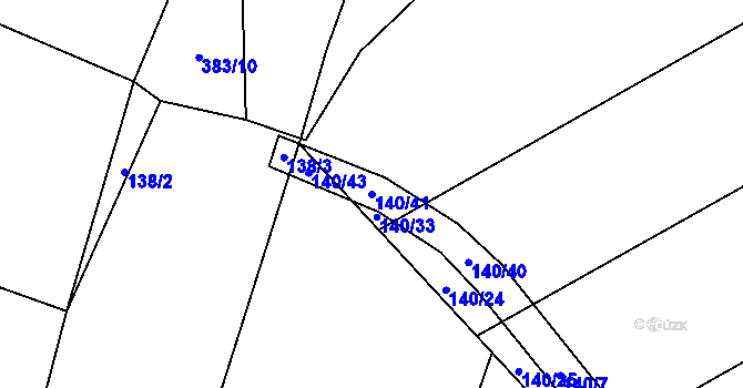 Parcela st. 140/41 v KÚ Křešice u Olbramovic, Katastrální mapa