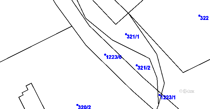 Parcela st. 1223/6 v KÚ Křešice u Olbramovic, Katastrální mapa