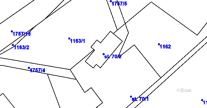 Parcela st. 70/2 v KÚ Olbramovice u Votic, Katastrální mapa