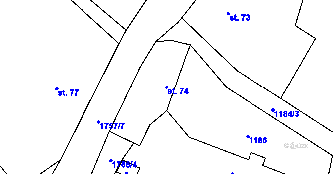 Parcela st. 74 v KÚ Olbramovice u Votic, Katastrální mapa