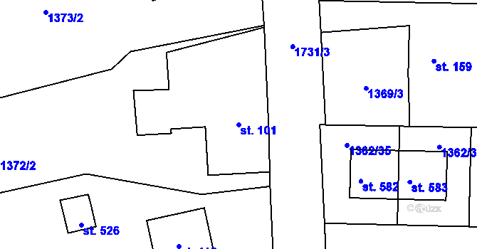Parcela st. 101 v KÚ Olbramovice u Votic, Katastrální mapa