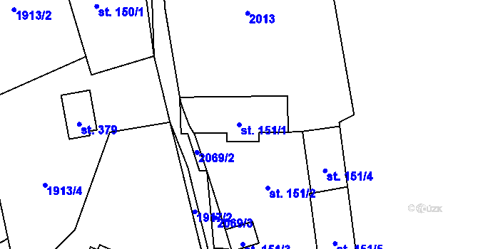 Parcela st. 151/1 v KÚ Olbramovice u Votic, Katastrální mapa