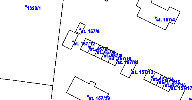 Parcela st. 157/8 v KÚ Olbramovice u Votic, Katastrální mapa