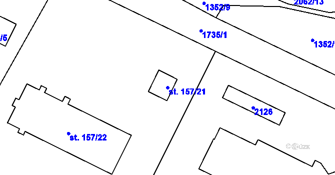 Parcela st. 157/21 v KÚ Olbramovice u Votic, Katastrální mapa