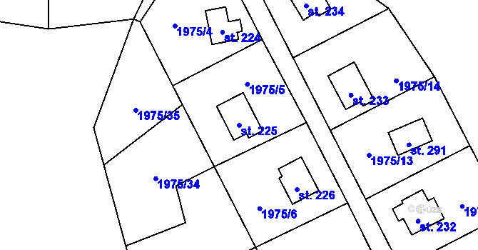 Parcela st. 225 v KÚ Olbramovice u Votic, Katastrální mapa