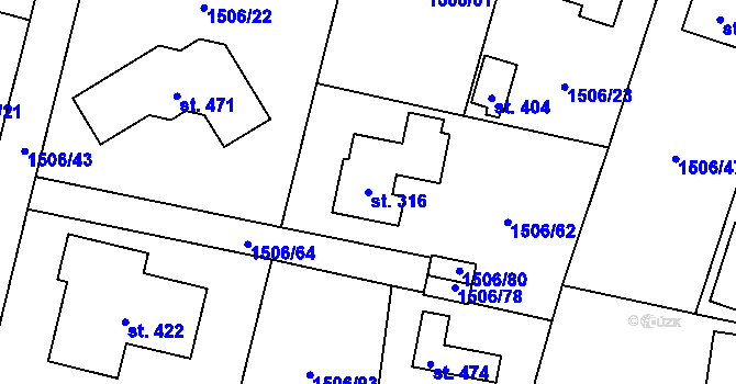 Parcela st. 316 v KÚ Olbramovice u Votic, Katastrální mapa