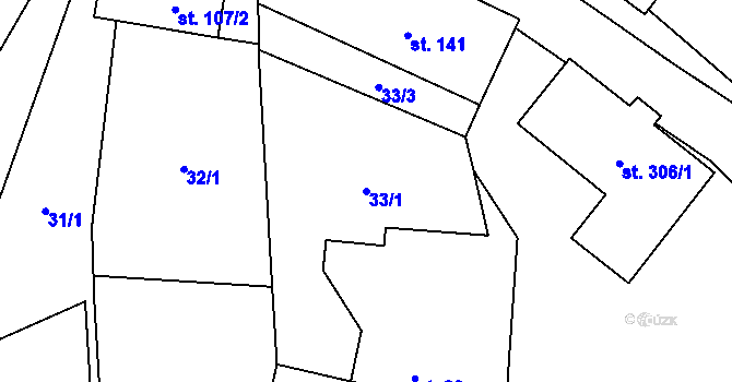 Parcela st. 33/1 v KÚ Olbramovice u Votic, Katastrální mapa