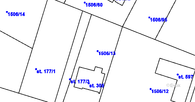 Parcela st. 1506/13 v KÚ Olbramovice u Votic, Katastrální mapa