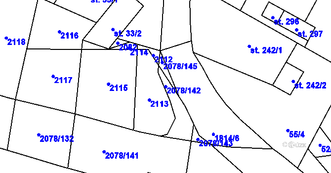 Parcela st. 2078/142 v KÚ Olbramovice u Votic, Katastrální mapa