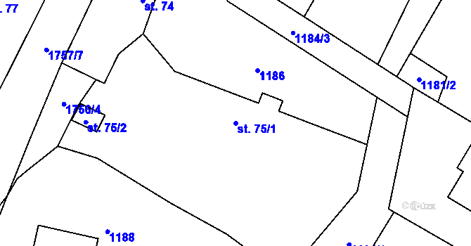 Parcela st. 75/1 v KÚ Olbramovice u Votic, Katastrální mapa