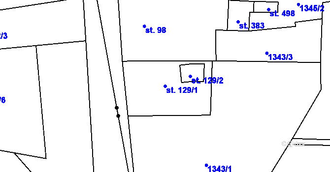 Parcela st. 129/1 v KÚ Olbramovice u Votic, Katastrální mapa