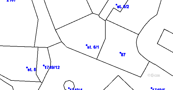 Parcela st. 6/1 v KÚ Olbramovice u Votic, Katastrální mapa