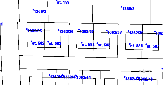 Parcela st. 584 v KÚ Olbramovice u Votic, Katastrální mapa