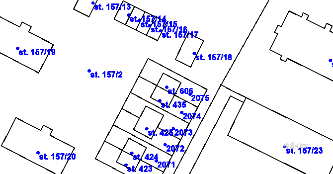 Parcela st. 606 v KÚ Olbramovice u Votic, Katastrální mapa