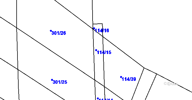 Parcela st. 114/15 v KÚ Zahradnice, Katastrální mapa