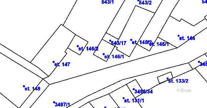 Parcela st. 146/1 v KÚ Olbramovice u Moravského Krumlova, Katastrální mapa