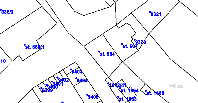 Parcela st. 564 v KÚ Olbramovice u Moravského Krumlova, Katastrální mapa