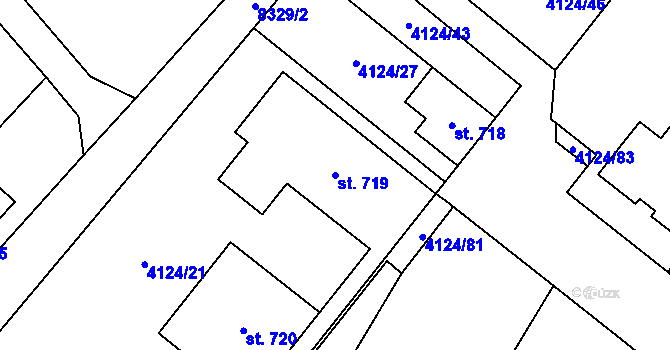 Parcela st. 719 v KÚ Olbramovice u Moravského Krumlova, Katastrální mapa