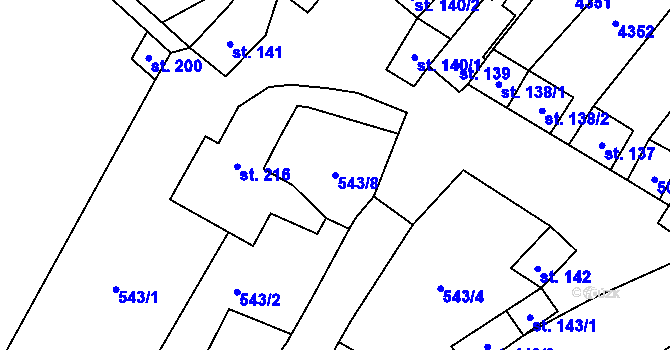 Parcela st. 543/8 v KÚ Olbramovice u Moravského Krumlova, Katastrální mapa