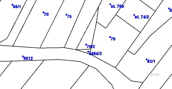 Parcela st. 76/2 v KÚ Olbramovice u Moravského Krumlova, Katastrální mapa