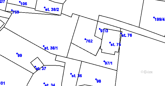 Parcela st. 38/3 v KÚ Oldřetice, Katastrální mapa